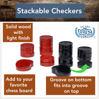 WE Games Wooden Checkers with Stackable Ridges