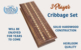 WE Games 3 Track Sprint Cabinet Cribbage Set with Metal Pegs & 2 Card Decks