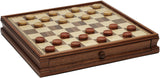 French Staunton Chess & Checkers Set - Weighted Pieces, Brown & Natural Wooden Board with Storage Drawers - 15 in.
