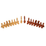 32 natural and dark stained Staunton chessmen.
