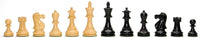 6 Natural Wood chess pieces and 6 Black Stained chess pieces.