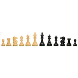 6 Black Stained and 6 Natural Wood chess pieces.