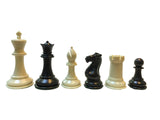 Tournament Staunton triple weighted plastic chessmen in black and cream - 3.75 inch king.