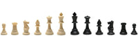 12 Staunton style chess pieces, black and cream.