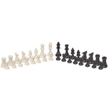 32 black and cream silicone Staunton chess pieces.