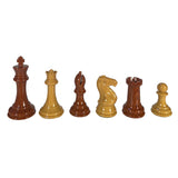 Wood grain Spruce tek chess pieces with 4 1/8 inch king.