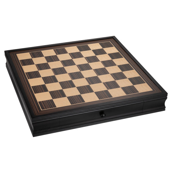 Black Stained Chess Board with Storage Drawers