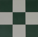 Zoomed in on green and white squares on roll up chess board.