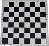 Full view of black roll up chess board.