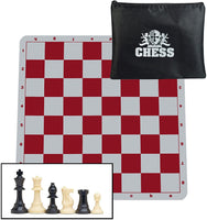 Tournament chess set with red silicone chess board. Heavy weighted pieces.