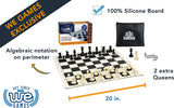 100 percent silicone chess board. Algebraic notation on perimeter. 20 inch board.