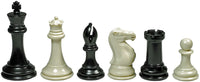 6 chess pieces, black and white.