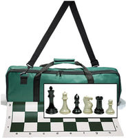 Complete Tournament Chess Set, Triple Weighted Chess Pieces with Roll-up Chess Board and Travel Canvas Bag.