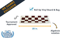 Brown roll up vinyl board and bag. Tournament approved. Algebraic notation. 20 inches.