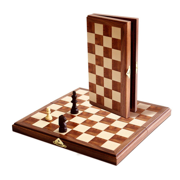Magnetic Folding Walnut Wood Chess Set.