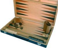 Black Zebra Wood Backgammon Set. Dice cups, dices, and chips.