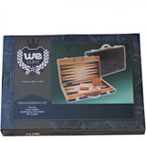 Front of Black Zebra Wood Backgammon box. Premium Line.