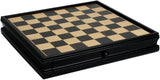 WE Games Medieval Chess & Checkers Game Set - Pewter Chessmen & Black Stained Wood Board with Storage Drawers 15 in.