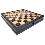 WE Games French Staunton Chess & Checkers Set - Weighted Pieces, Black Stained Wooden Board with Storage Drawers - 15 in.