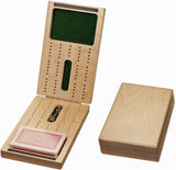 WE Games 2 Track Foldable Travel Cribbage Set w/ Storage, Cards & Metal Pegs - Solid Wood.