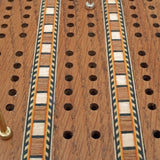 Zoomed in picture of cribbage track board.