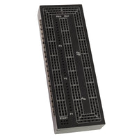 Black stained wooden cribbage board.