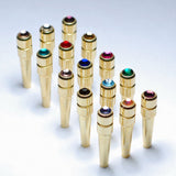 Multiple Brass Cribbage Pegs with different colored Swarovski Austrian Crystals.
