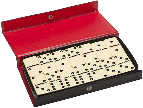 Double Six Dominoes with Spinners - Ivory Tiles, Club Size.