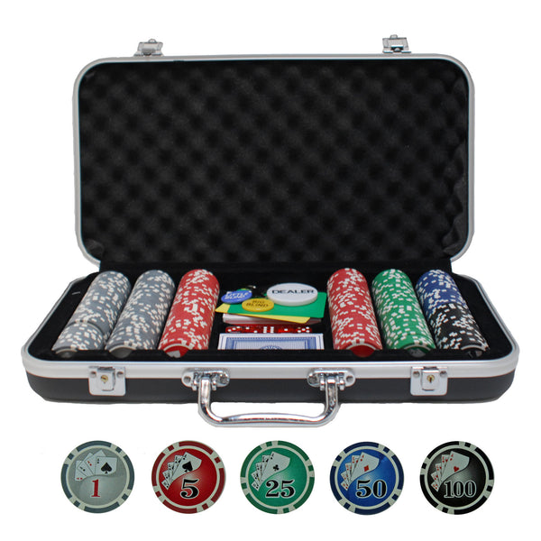 Complete Poker Set in Aluminum Case - 300 chips.