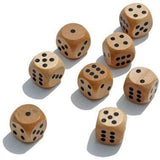 8 wooden dice.