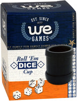 Front of Dice cup box. Roll Em Dice Cup.