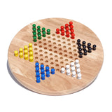 Solid wood Chinese checkers set with wooden pegs. 11.5 inch diameter board.