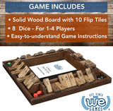 WE Games 4 Player Shut The Box Dice Board Game - Large Coffee Table Size - 14 Inches, for Family and Adult Game Night Play in Classroom, Home or Bar