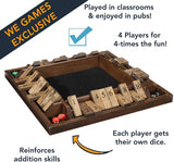 Played in the classrooms and enjoyed in pubs. 4 players for 4 times the fun. Each player gets their own dice. Reinforces addition skills. Dark Brown board.