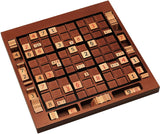 Wooden Sudoku board with storage slots in walnut stain- 11.5 inch board.