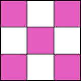 Pink and white chess mat squares.