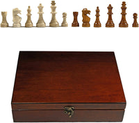 English Staunton Tournament Chess Pieces in Wooden Box, Weighted with 3.75 Inch King.