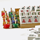 Zoomed in on Mahjong pieces. Colorful chips and Mahjong blocks.