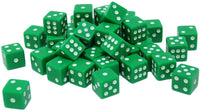 Green Square Cornered Dice in a small pile.