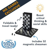 Boost critical thinking and social skills. Foldable and travel ready. Includes 32 magnetic chessmen.