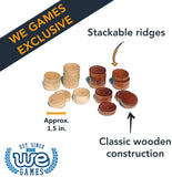 Stackable ridges. Approx. 1.5 inches. Classic wooden construction.