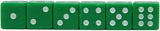 6 Green Square Cornered Dice counted from 1 to 6.