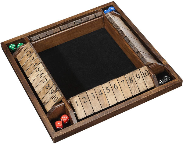 Shut The Box dice Game with numbered blocks flipped up.