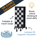 Boost critical thinking and social skills. Foldable and travel ready. Includes 32 magnetic chessmen.