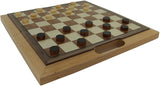 Checkers set made on board.