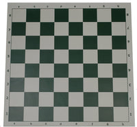 Green roll up vinyl chess board.