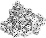 Pile of white opaque dice- 100 pack.