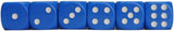 6 blue dice in numbered order from 1 to 6.