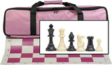 Tournament Chess Set with Pink Bag - 3.75 Inch King Solid Plastic