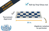 Roll up vinyl chess mat. Tournament approved. Algebraic notation on perimeter.